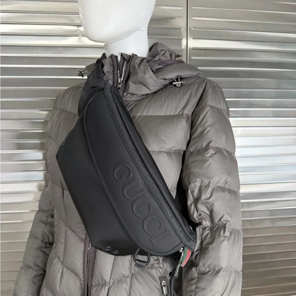 Gucci Nexus Web Interlocking Black Belt Bag Unisex NEW
